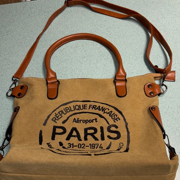 Brown Paris Print Crossbody/Shoulder Bag - Picture 8 of 11